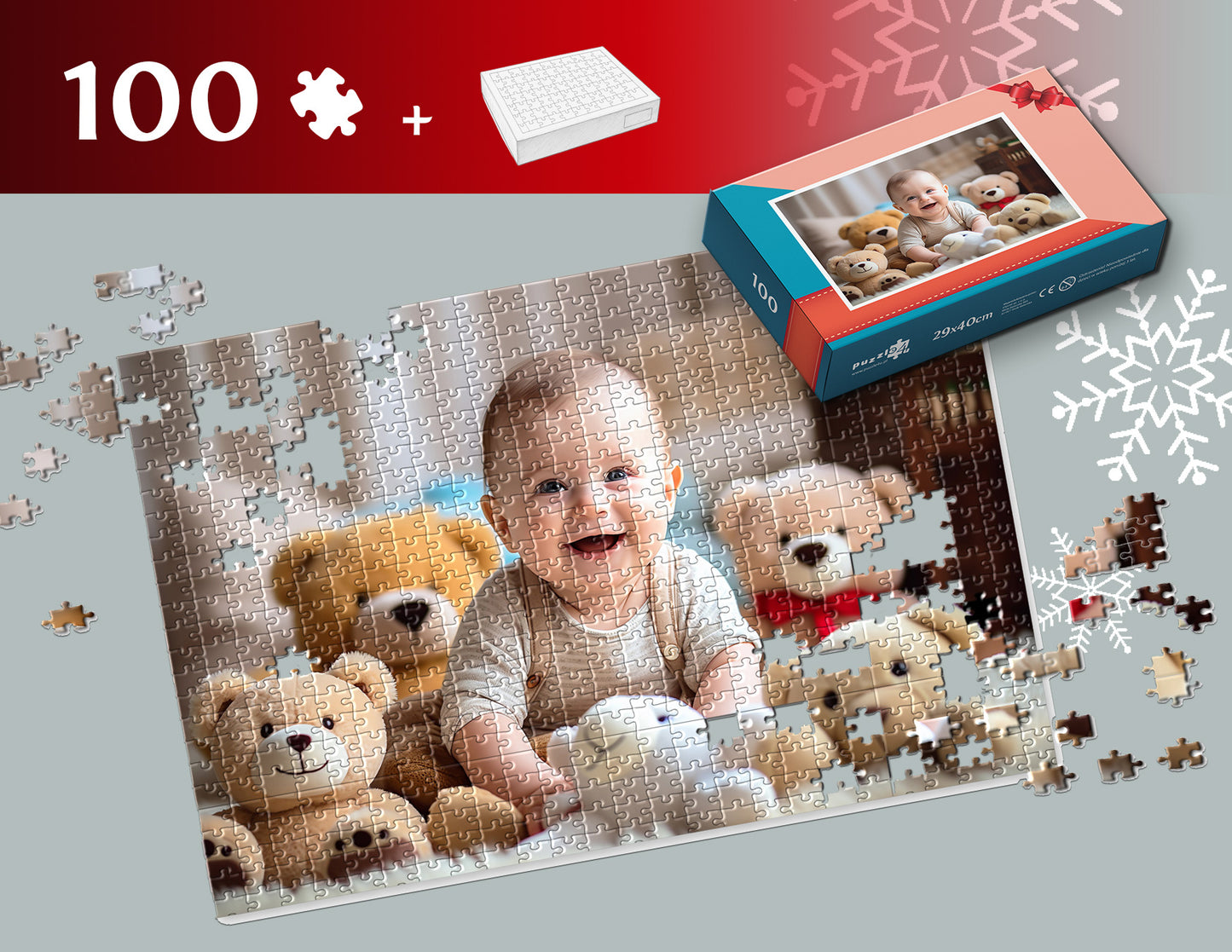 Photo puzzle 100 pieces  29 x 40 cm / 10.6 x 16.1 inches in a box