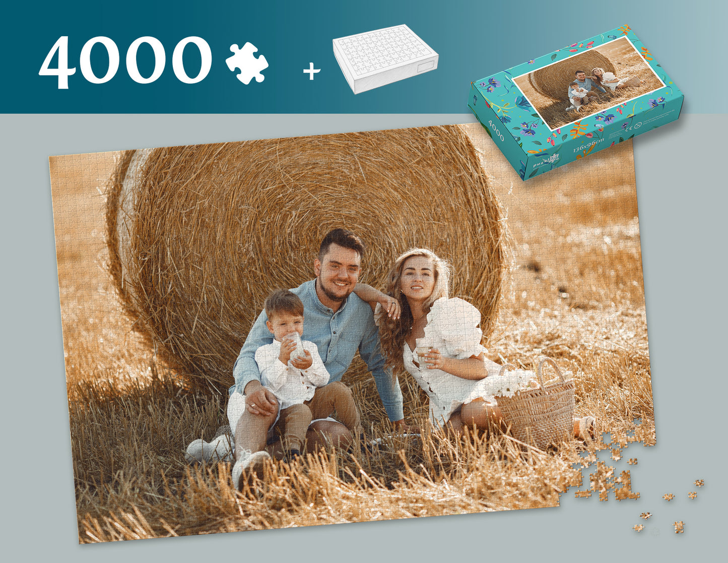 Photo puzzle XXL 4000 pieces 94 x 136 cm/37,7 x  53,5 inches in a box