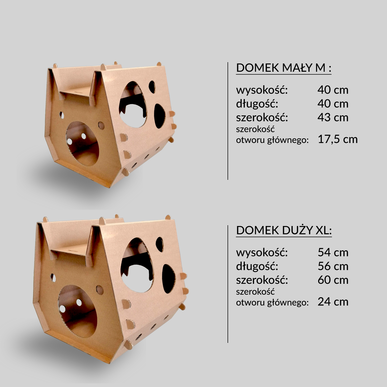 Domek tekturowy dla kota - wymiary