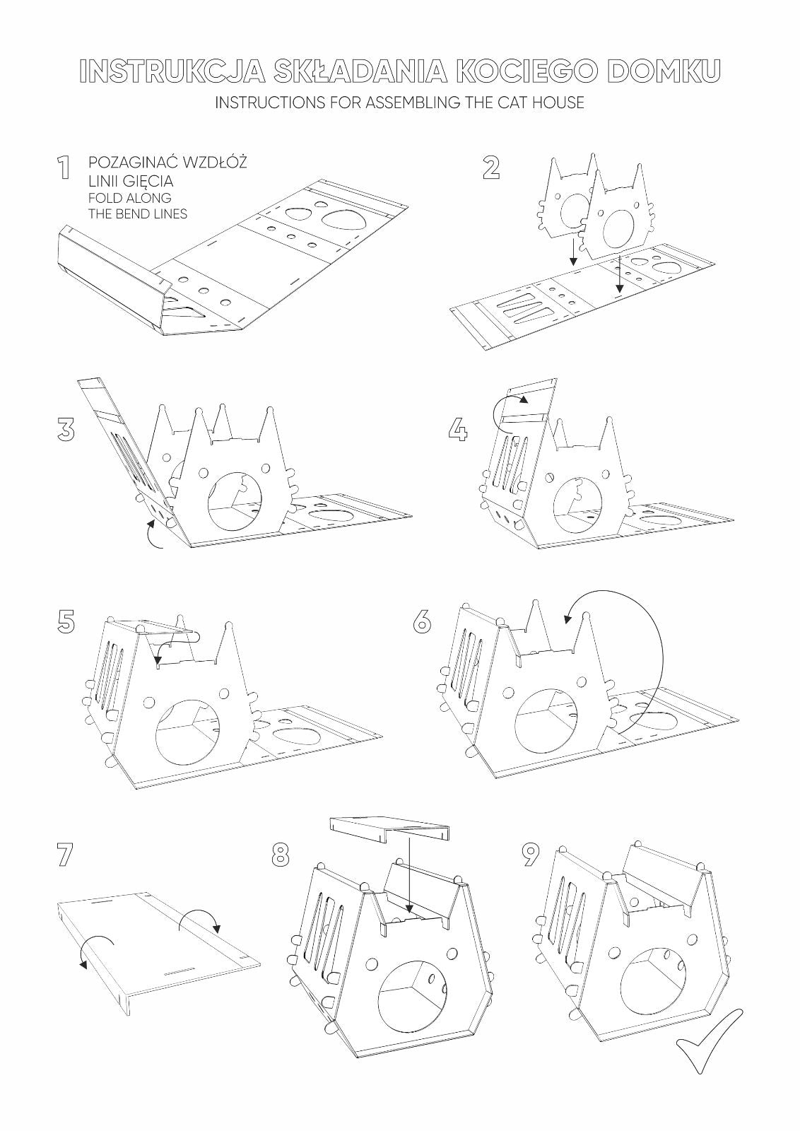 Domek tekturowy dla kota - instrukcja składania