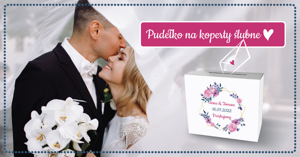 Pudełko z personalizacją na koperty ślubne Pastelowe kwiaty