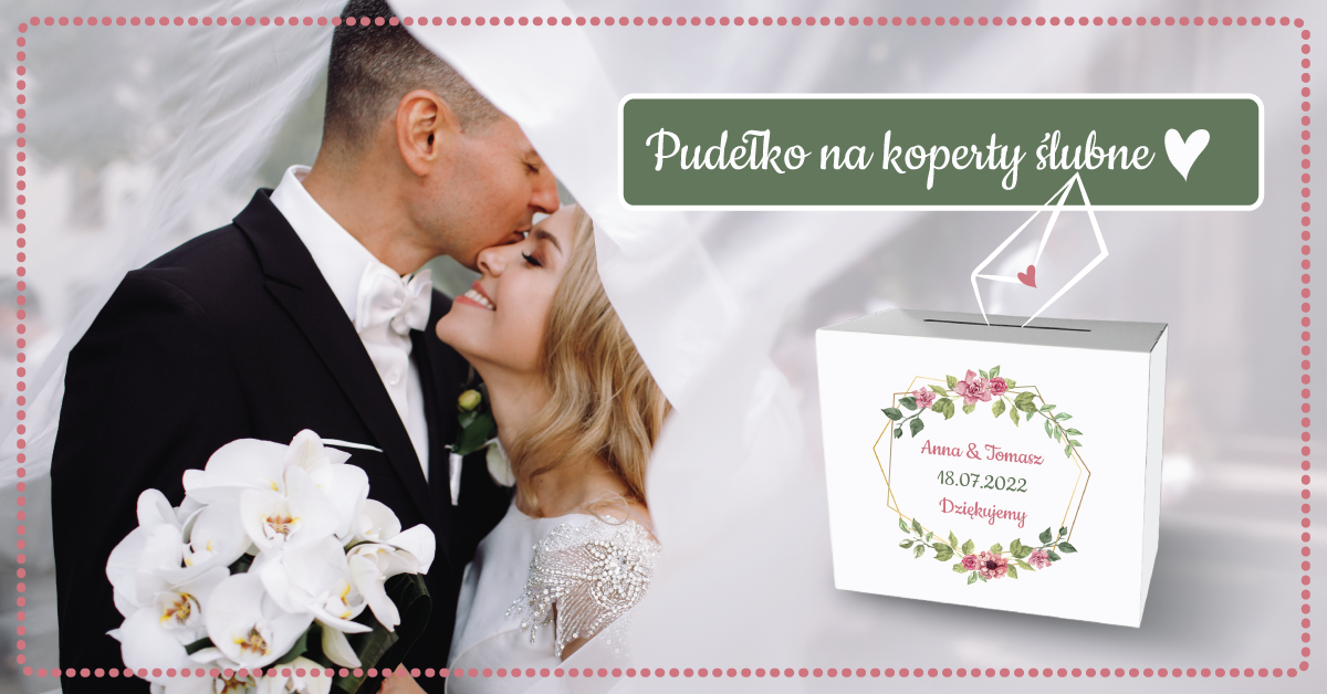 Pudełko z personalizacją na koperty ślubne Róże