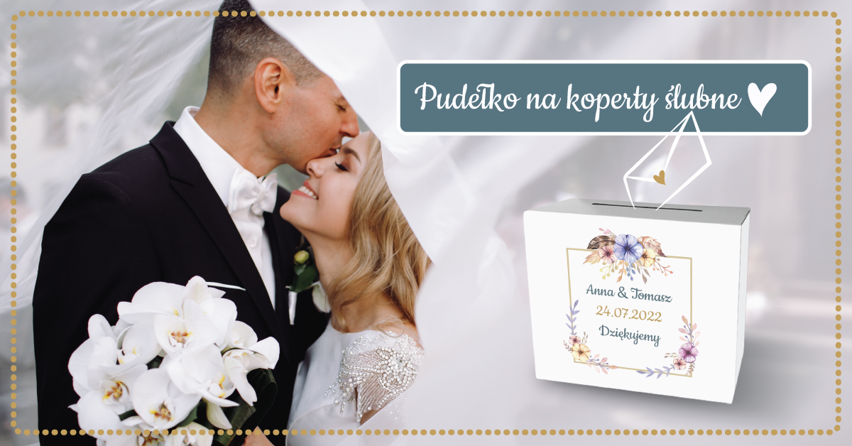 Pudełko z personalizacją na koperty ślubne Boho