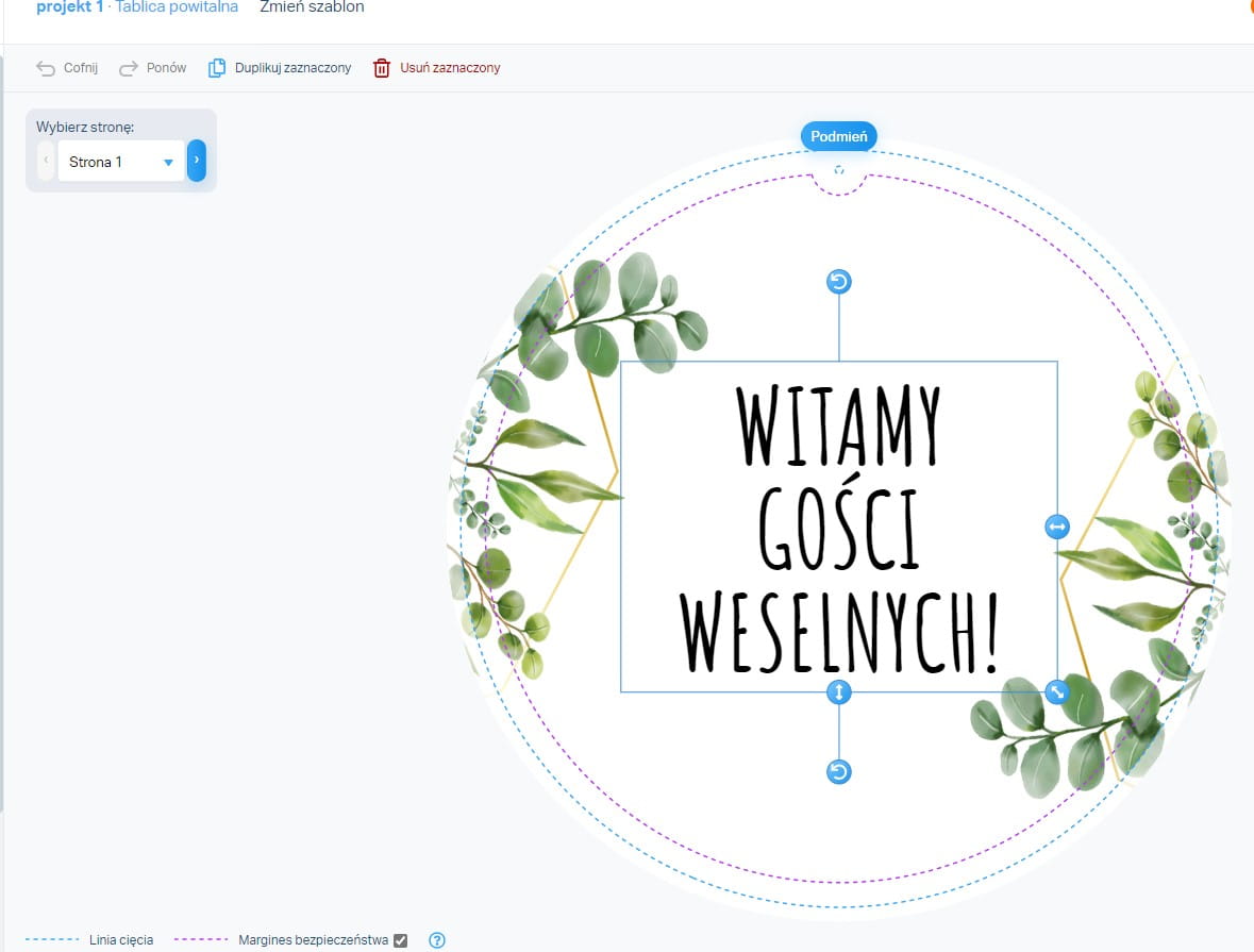 Tablica powitalna ślubna - zestaw koło i prostokąt Eukaliptus