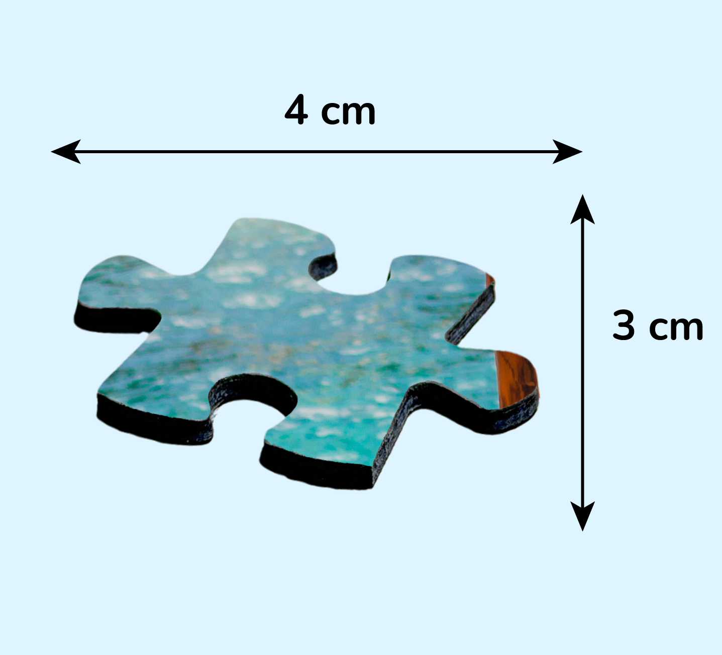 Wymiary i zbliżenie na pojedynczy element foto puzzli 500.