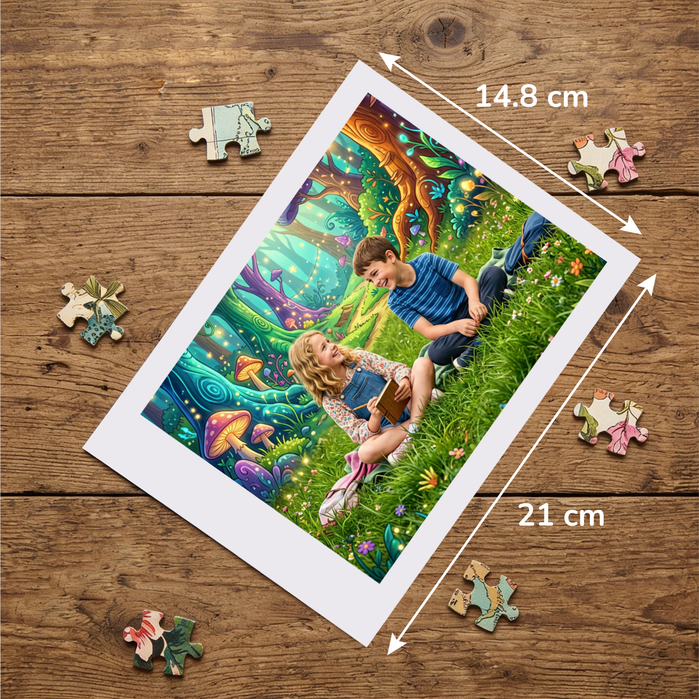 Miniatura nadruku foto puzzli dodawana do foto puzzli 100 giga elementów w woreczku, wraz z wymiarami