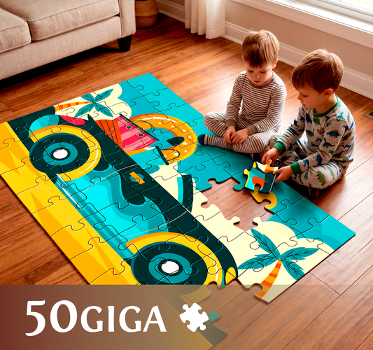 Układanie wielkich elementów personalizowanych foto puzzli dla dzieci